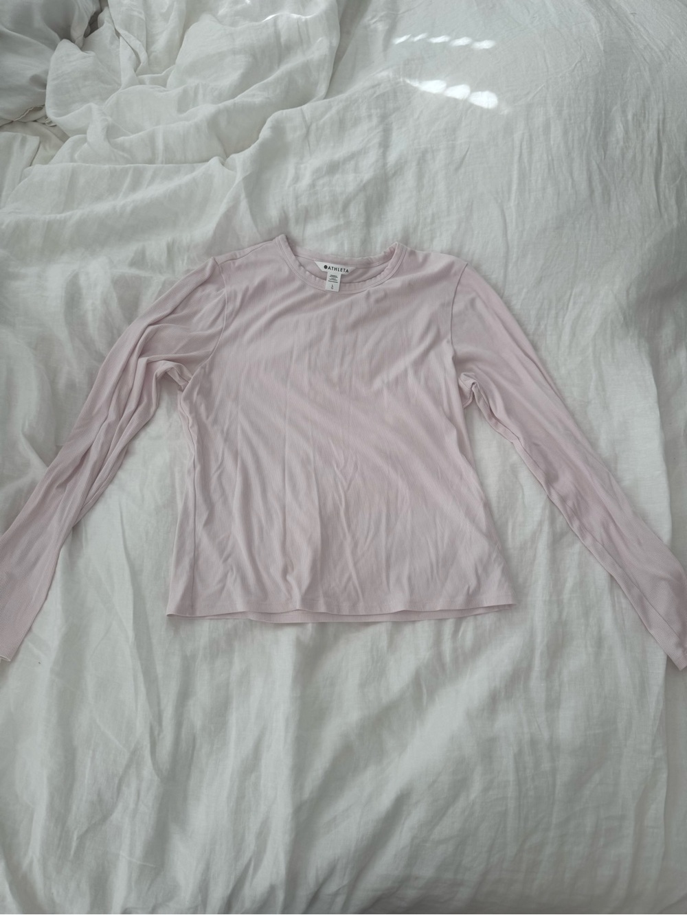 Athleta Light Pink Long Sleeve Crew Tee